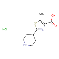 Chemical structure of 5-methyl-2-(piperidin-4-yl)-1,3-thiazole-4-carboxylic acid hydrochloride - CSSB21043406747