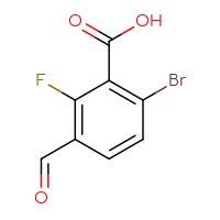 Chemical structure of 6-bromo-2-fluoro-3-formylbenzoic acid - CSSB00021362090