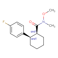 Chemical structure of rac-(1R,2S)-2-(4-fluorophenyl)-N-methoxy-N-methylcyclohexane-1-carboxamide - CSSB21291563174