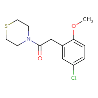 Chemical structure of 2-(5-chloro-2-methoxyphenyl)-1-(thiomorpholin-4-yl)ethan-1-one - CSSB00092737320