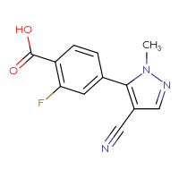 Chemical structure of 4-(4-cyano-1-methyl-1H-pyrazol-5-yl)-2-fluorobenzoic acid - CSSB06715108376