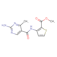 Chemical structure of methyl 3-(2-amino-4-methylpyrimidine-5-amido)thiophene-2-carboxylate - CSSB00025732865