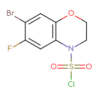 Chemical structure of 7-bromo-6-fluoro-3,4-dihydro-2H-1,4-benzoxazine-4-sulfonyl chloride - CSSB15019978713