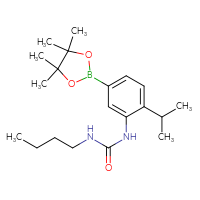 Chemical structure of 3-butyl-1-[2-(propan-2-yl)-5-(4,4,5,5-tetramethyl-1,3,2-dioxaborolan-2-yl)phenyl]urea - CSSB20784836227