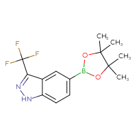 Chemical structure of 5-(4,4,5,5-tetramethyl-1,3,2-dioxaborolan-2-yl)-3-(trifluoromethyl)-1H-indazole - CSSB00020723899
