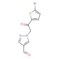 Chemical structure of 1-[2-(5-bromothiophen-2-yl)-2-oxoethyl]-1H-pyrazole-4-carbaldehyde - CSSB21332052854