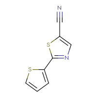Chemical structure of 2-(thiophen-2-yl)-1,3-thiazole-5-carbonitrile - CSSB00010687514