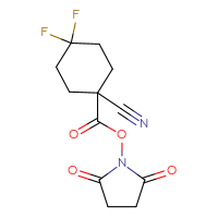 Chemical structure of 2,5-dioxopyrrolidin-1-yl 1-cyano-4,4-difluorocyclohexane-1-carboxylate - CSSB20270695640