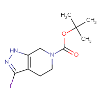 Chemical structure of tert-butyl 3-iodo-1H,4H,5H,6H,7H-pyrazolo[3,4-c]pyridine-6-carboxylate - CSSB00015465861