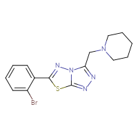 Chemical structure of 1-{[6-(2-bromophenyl)-[1,2,4]triazolo[3,4-b][1,3,4]thiadiazol-3-yl]methyl}piperidine - CSSB00121609250