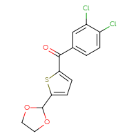 Chemical structure of 2-[5-(3,4-dichlorobenzoyl)thiophen-2-yl]-1,3-dioxolane - CSSB00020569015