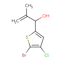 Chemical structure of 1-(5-bromo-4-chlorothiophen-2-yl)-2-methylprop-2-en-1-ol - CSSB17470191826