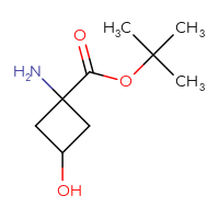 Chemical structure of tert-butyl 1-amino-3-hydroxycyclobutane-1-carboxylate - CSSB00035961646
