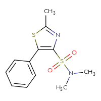 Chemical structure of N,N,2-trimethyl-5-phenyl-1,3-thiazole-4-sulfonamide - CSSB02006904270