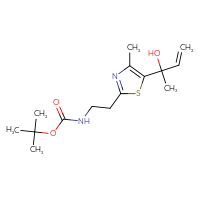 Chemical structure of tert-butyl N-{2-[5-(2-hydroxybut-3-en-2-yl)-4-methyl-1,3-thiazol-2-yl]ethyl}carbamate - CSSB21246285355
