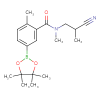Chemical structure of N-(2-cyano-2-methylethyl)-N,2-dimethyl-5-(4,4,5,5-tetramethyl-1,3,2-dioxaborolan-2-yl)benzamide - CSSB02533505009