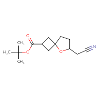 Chemical structure of tert-butyl 6-(cyanomethyl)-5-oxaspiro[3.4]octane-2-carboxylate - CSSB21224770603