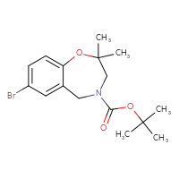 Chemical structure of tert-butyl 7-bromo-2,2-dimethyl-2,3,4,5-tetrahydro-1,4-benzoxazepine-4-carboxylate - CSSB03496570565