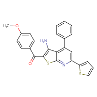 Chemical structure of 2-(4-methoxybenzoyl)-4-phenyl-6-(thiophen-2-yl)thieno[2,3-b]pyridin-3-amine - CSSB00102544704