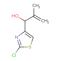 Chemical structure of 1-(2-chloro-1,3-thiazol-4-yl)-2-methylprop-2-en-1-ol - CSSB21246440261