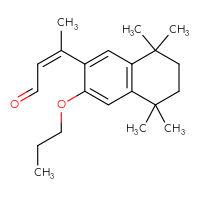 Chemical structure of (2Z)-3-(5,5,8,8-tetramethyl-3-propoxy-5,6,7,8-tetrahydronaphthalen-2-yl)but-2-enal - CSSB14929377183