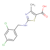 Chemical structure of 2-{[(2,4-dichlorophenyl)methyl]amino}-4-methyl-1,3-thiazole-5-carboxylic acid - CSSB00160513492