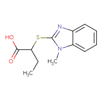 Chemical structure of 2-[(1-methyl-1H-1,3-benzodiazol-2-yl)sulfanyl]butanoic acid - CSSB00025746627