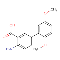 Chemical structure of 4-amino-2',5'-dimethoxy-[1,1'-biphenyl]-3-carboxylic acid - CSSB21531603360