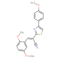 Chemical structure of (2E)-3-(2,5-dimethoxyphenyl)-2-[4-(4-methoxyphenyl)-1,3-thiazol-2-yl]prop-2-enenitrile - CSSB00161025066