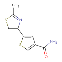 Chemical structure of 5-(2-methyl-1,3-thiazol-4-yl)thiophene-3-carboxamide - CSSB02270736520