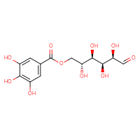 Chemical structure of (2R,3R,4S,5R)-2,3,4,5-tetrahydroxy-6-oxohexyl 3,4,5-trihydroxybenzoate - CSSB00102620008