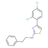 Chemical structure of 4-(2,4-dichlorophenyl)-N-(2-phenylethyl)-1,3-thiazol-2-amine - CSSB00000682982