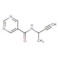 Chemical structure of N-(but-3-yn-2-yl)pyrimidine-5-carboxamide - CSSB00013654383