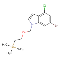 Chemical structure of 6-bromo-4-chloro-1-{[2-(trimethylsilyl)ethoxy]methyl}-1H-indole - CSSB21323993461