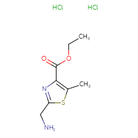 Chemical structure of ethyl 2-(aminomethyl)-5-methyl-1,3-thiazole-4-carboxylate dihydrochloride - CSSB00102661486