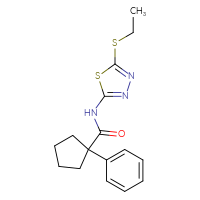 Chemical structure of N-[5-(ethylsulfanyl)-1,3,4-thiadiazol-2-yl]-1-phenylcyclopentane-1-carboxamide - CSSB00026242096