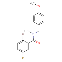 Chemical structure of 2-bromo-5-fluoro-N-[(4-methoxyphenyl)methyl]-N-methylbenzamide - CSSB00105641159