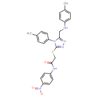 Chemical structure of 2-{[4-(4-methylphenyl)-5-{[(4-methylphenyl)amino]methyl}-4H-1,2,4-triazol-3-yl]sulfanyl}-N-(4-nitrophenyl)acetamide - CSSB00103160365