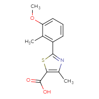 Chemical structure of 2-(3-methoxy-2-methylphenyl)-4-methyl-1,3-thiazole-5-carboxylic acid - CSSB02169520384
