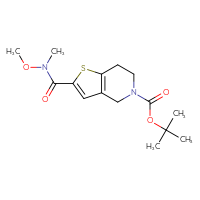 Chemical structure of tert-butyl 2-[methoxy(methyl)carbamoyl]-4H,5H,6H,7H-thieno[3,2-c]pyridine-5-carboxylate - CSSB00104992014