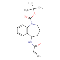 Chemical structure of tert-butyl 5-(prop-2-enamido)-2,3,4,5-tetrahydro-1H-1-benzazepine-1-carboxylate - CSSB21332166534