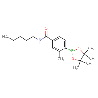 Chemical structure of 3-methyl-N-pentyl-4-(4,4,5,5-tetramethyl-1,3,2-dioxaborolan-2-yl)benzamide - CSSB02526777705