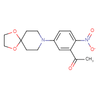 Chemical structure of 1-(5-{1,4-dioxa-8-azaspiro[4.5]decan-8-yl}-2-nitrophenyl)ethan-1-one - CSSB00025731235