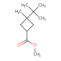 Chemical structure of methyl 3-tert-butyl-3-methylcyclobutane-1-carboxylate - CSSB01217544249