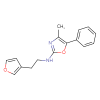 Chemical structure of N-[2-(furan-3-yl)ethyl]-4-methyl-5-phenyl-1,3-oxazol-2-amine - CSSB15166467088