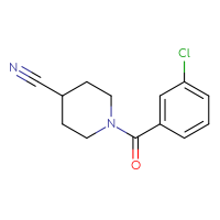 Chemical structure of 1-(3-chlorobenzoyl)piperidine-4-carbonitrile - CSSB00007950489