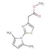 Chemical structure of methyl 2-[2-(2,5-dimethyl-1H-pyrrol-1-yl)-1,3-thiazol-4-yl]acetate - CSSB01997826601