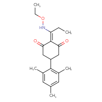 Chemical structure of 2-[1-(ethoxyamino)propylidene]-5-(2,4,6-trimethylphenyl)cyclohexane-1,3-dione - CSSB21387116082