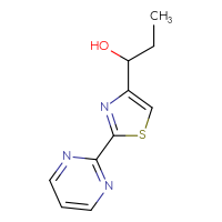 Chemical structure of 1-[2-(pyrimidin-2-yl)-1,3-thiazol-4-yl]propan-1-ol - CSSB21246426480