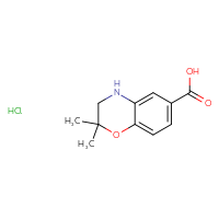 Chemical structure of 2,2-dimethyl-3,4-dihydro-2H-1,4-benzoxazine-6-carboxylic acid hydrochloride - CSSB20621656745